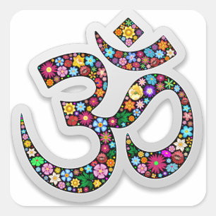 Pegatina Cuadrada Arte del símbolo floral Namaste