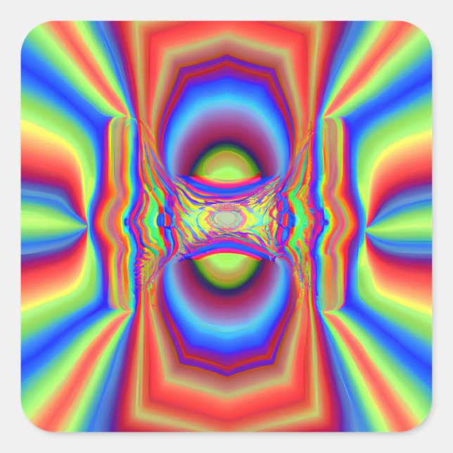 Pegatina Cuadrada Arte digital de intersección dimensional (Anverso)