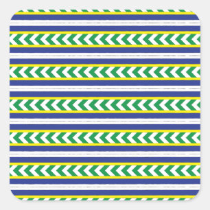 Pegatina Cuadrada Arte étnico letón letón verde y azul