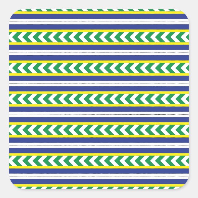 Pegatina Cuadrada Arte étnico letón letón verde y azul (Anverso)