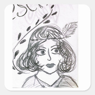 Pegatina Cuadrada Arte feita a mão