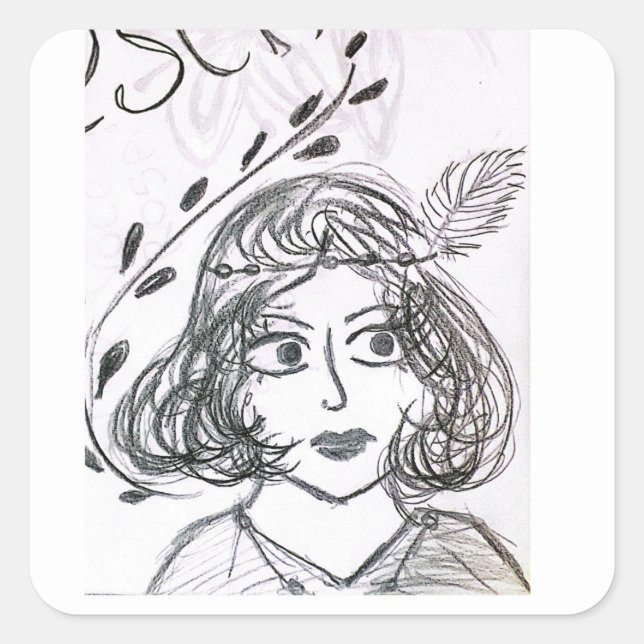 Pegatina Cuadrada Arte feita a mão (Anverso)