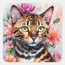Arte floral de gato bengalí