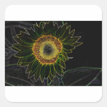 Arte floral de girasol neón amarillo minimalista