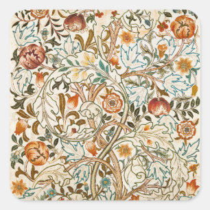 Pegatina Cuadrada Arte floral vintage de acanto de William Morris
