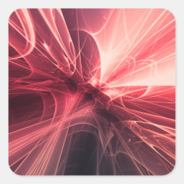 Pegatina Cuadrada Arte fractal de luz carmesí Lightwave