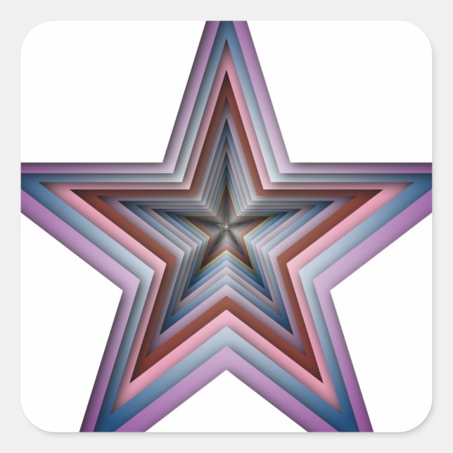 Pegatina Cuadrada arte geométrico abstracto de estrella (Anverso)