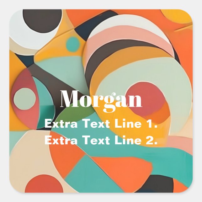 Pegatina Cuadrada Arte geométrico de mediados de siglo moderno, nomb (Anverso)