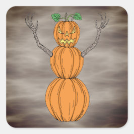 Pegatina Cuadrada Arte Halloween del Hombre de Calabaza
