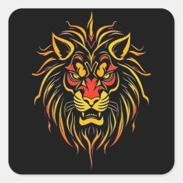 Pegatina Cuadrada Arte moderno de los leones