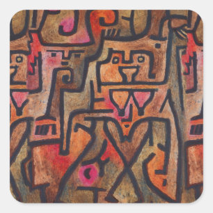 Pegatina Cuadrada Arte moderno expresionista abstracto del bosque de