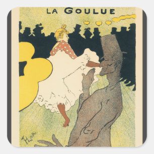 Pegatina Cuadrada Arte Nouveau Antiguo, La Goulue por Toulouse Lautr