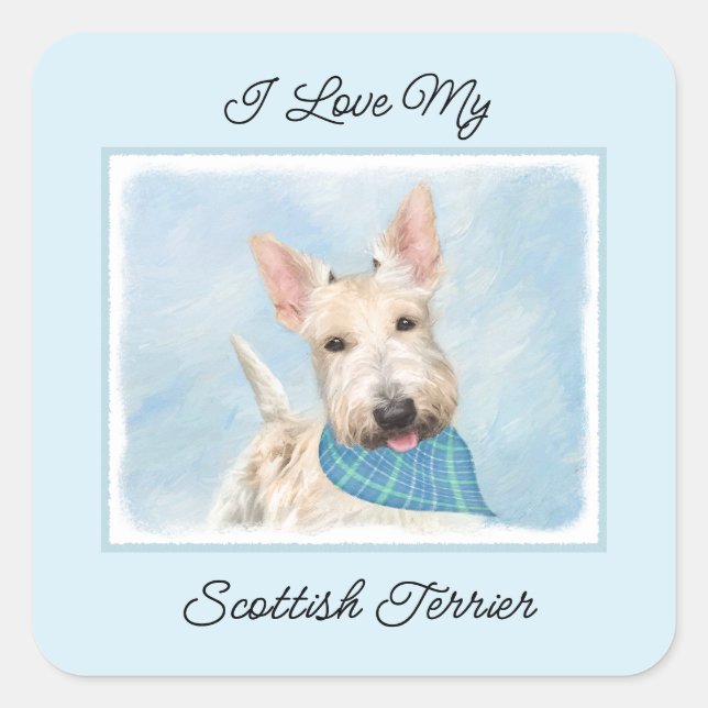 Pegatina Cuadrada Arte original de pintura de perros de cerdo de Whe (Anverso)