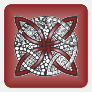 Pegatina Cuadrada Arte original de Red Celtic Knot
