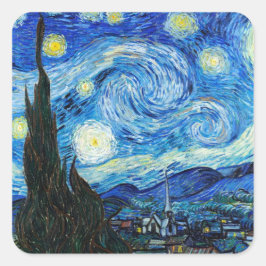 Pegatina Cuadrada Arte paisajístico de la noche estrellada Vincent V