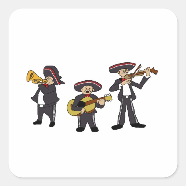 Pegatina Cuadrada Arte Personalizado musical de Mariachi Fiesta (Anverso)
