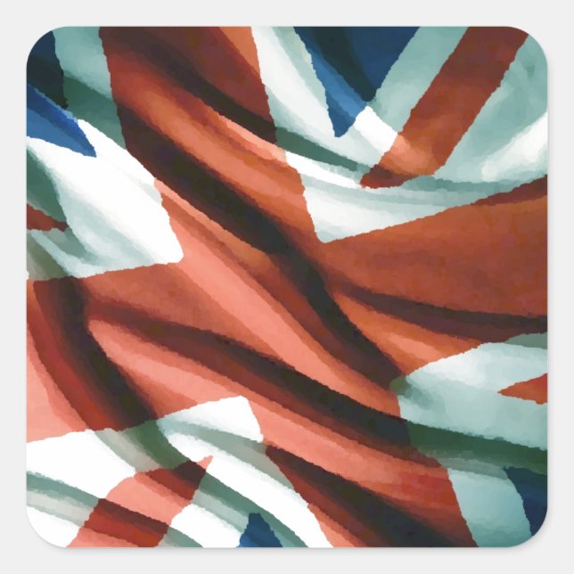 Pegatina Cuadrada Arte pop de bandera británica (Anverso)