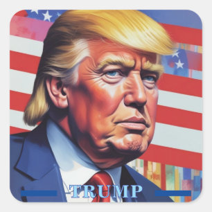Pegatina Cuadrada Arte pop de Donald Trump
