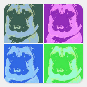 Pegatina Cuadrada Arte pop de pug