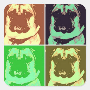 Pegatina Cuadrada Arte pop de pug