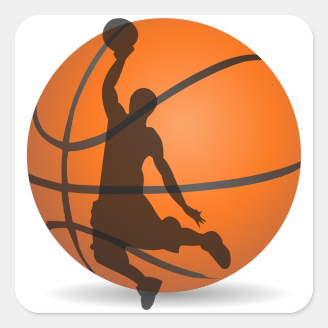 Pegatina Cuadrada arte pop de un jugador de baloncesto (Anverso)