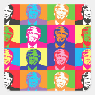 Pegatina Cuadrada arte pop donald trump