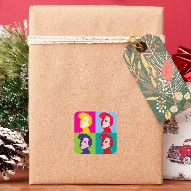 Pegatina Cuadrada Arte pop femenino retro (Subido por el creador)