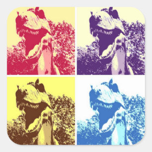 Pegatina Cuadrada Arte pop T-Rex