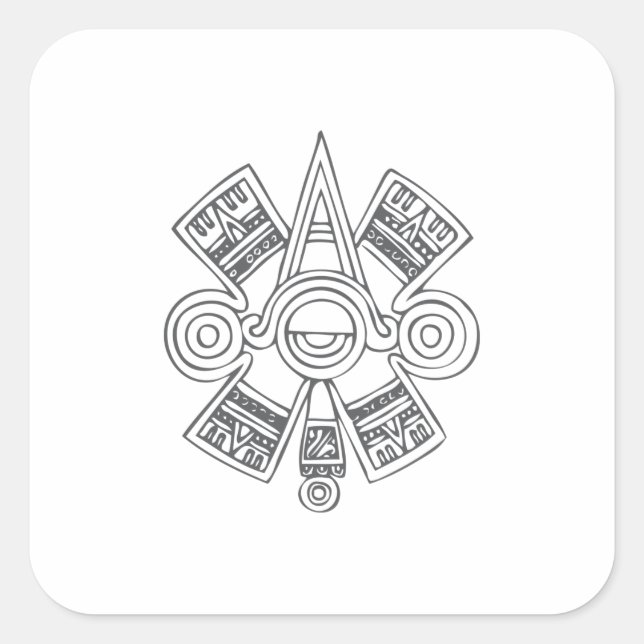 Pegatina Cuadrada Arte Quetzalcoatl Azteca (Anverso)