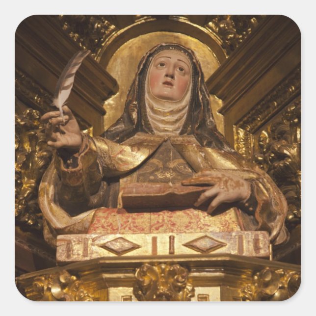 Pegatina Cuadrada Arte religioso que representa a Santa Teresa (Anverso)