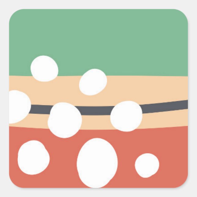 Pegatina Cuadrada Arte retro boho abstracto de terracota y sage gree (Anverso)
