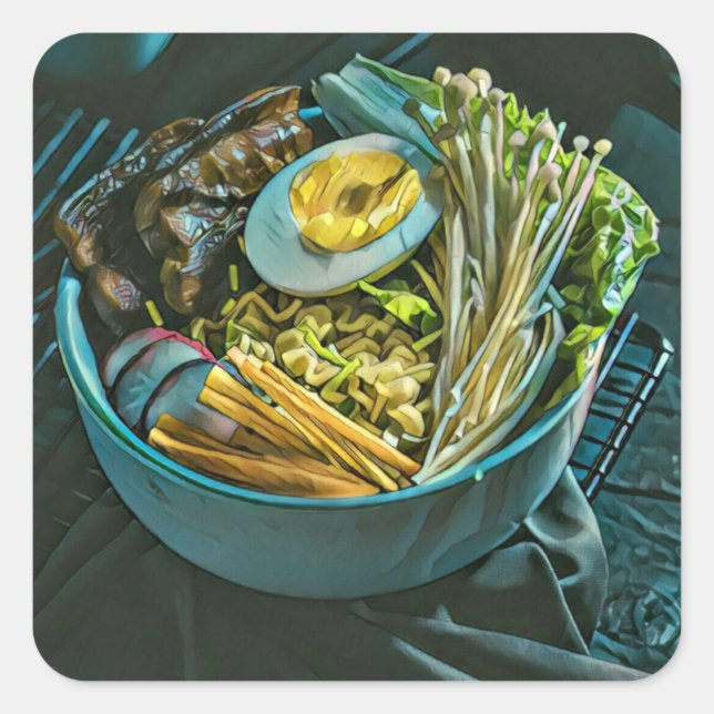 Pegatina Cuadrada Arte retro japonés (Anverso)