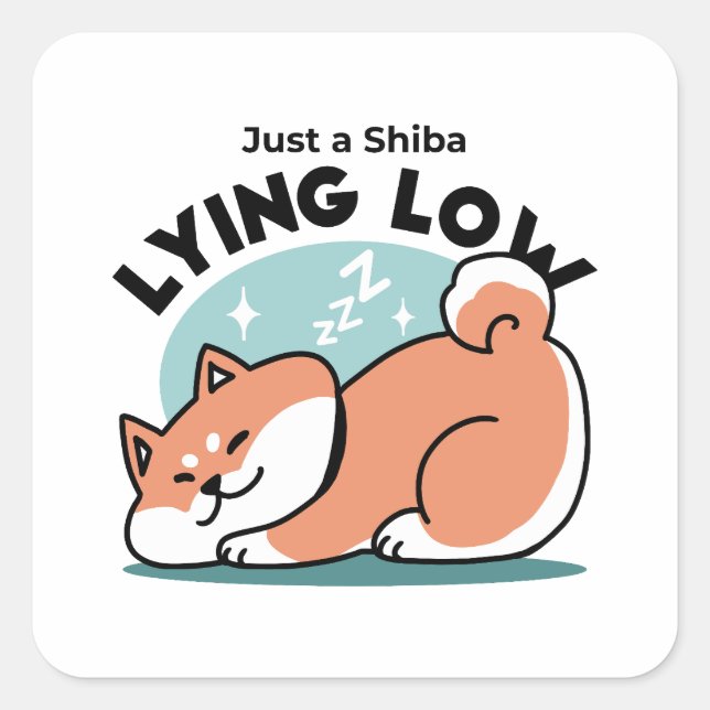 Pegatina Cuadrada Arte Shiba Inu relajado: Solo un Shiba bajo tierra (Anverso)