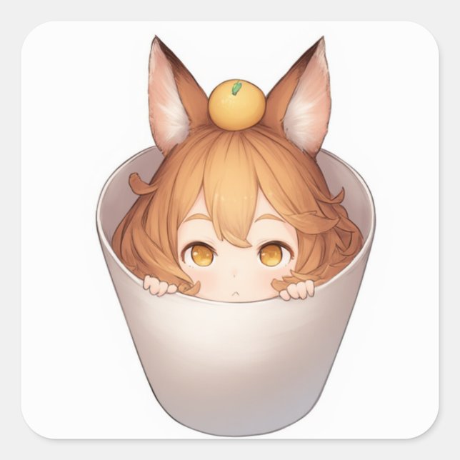 Pegatina Cuadrada Arte suave y pacífico (Anverso)