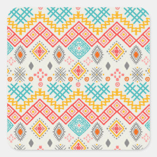 Pegatina Cuadrada Arte tribal: huella geométrica boho.