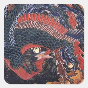 Pegatina Cuadrada Arte Ukiyoe japonés vol.9, Katsushika Hokusai