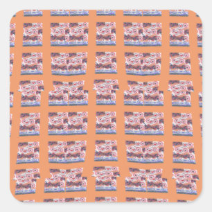 Pegatina Cuadrada Arte único y elegante con patrón de corazón para t