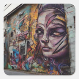 Pegatina Cuadrada Arte urbano en edificios abandonados