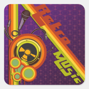 Pegatina Cuadrada arte vectorial de música retro funky