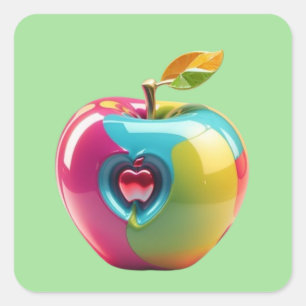 Pegatina Cuadrada Arte vibrante de Apple