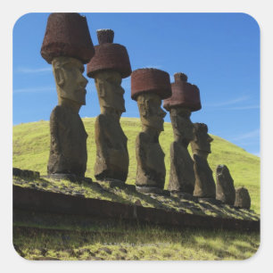 Pegatina Cuadrada Artefactos Rapa Nui, Isla de Pascua