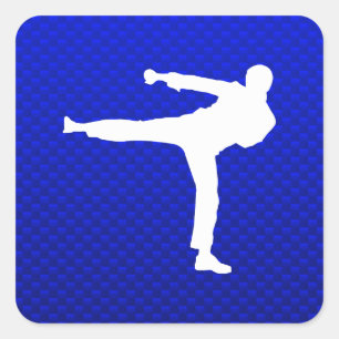 Pegatina Cuadrada Artes marciales azules