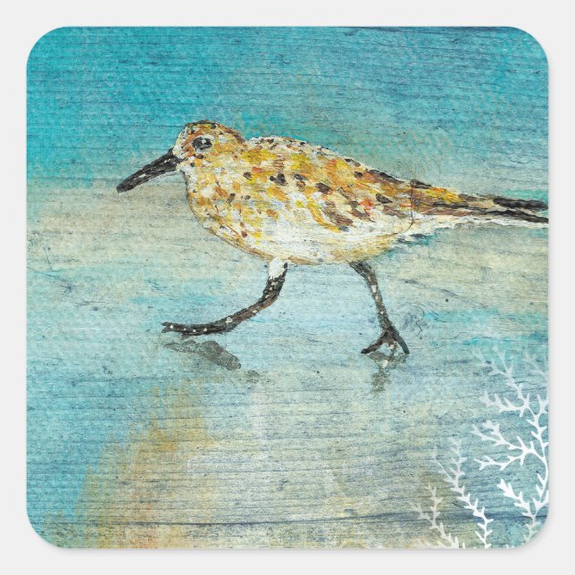Pegatina Cuadrada Artes meteorológicas de Sandpiper Beach (Anverso)