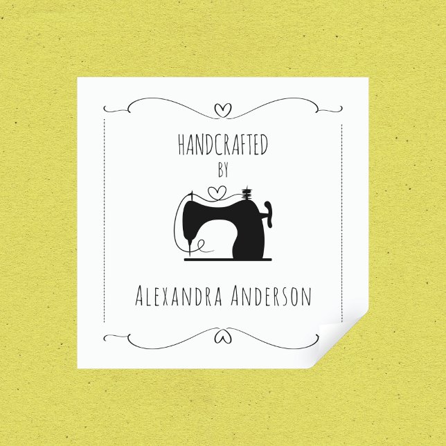 Pegatina Cuadrada Artesanía de mano simple de máquina de coser de co (Simple Vintage Sewing Machine Hand Craft Square Sticker)