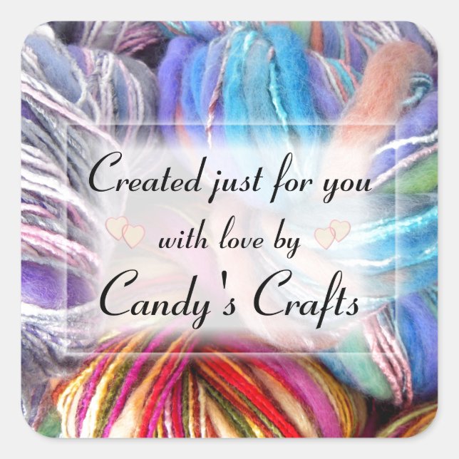 Pegatina Cuadrada Artesanías de punto (Anverso)