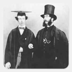 Pegatina Cuadrada Arthur Munby y su padre, c.1851