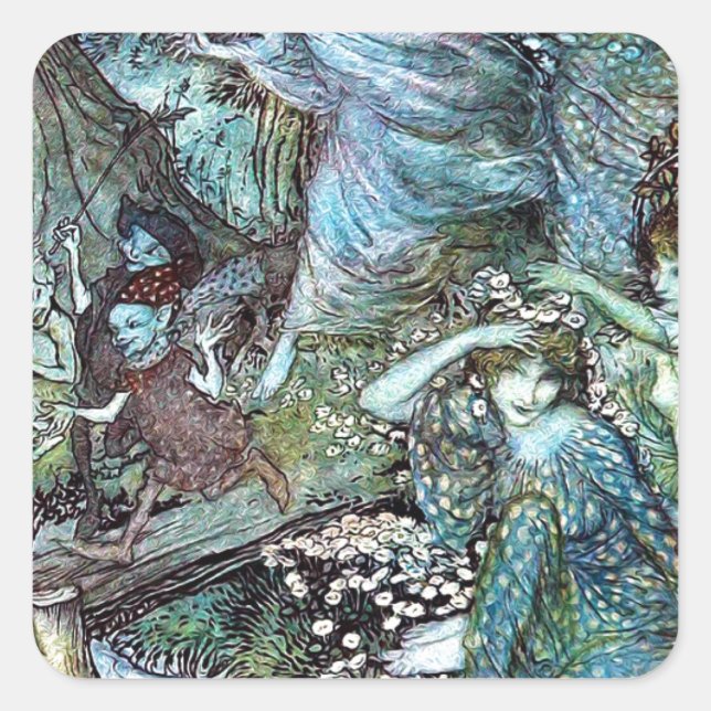 Pegatina Cuadrada Arthur rackham (Anverso)