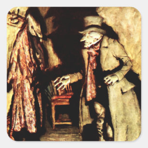 Pegatina Cuadrada Arthur Rackham - A Christmas Carol - Grumpy