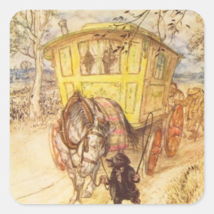 Pegatina Cuadrada Arthur Rackham - El Viento En Los Salvajes