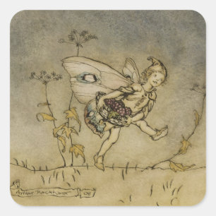 Pegatina Cuadrada Arthur Rackham   Hada, ilustracion de A Midsu